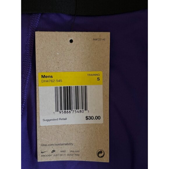 NIKE PRO DRI-FIT TRAINING SHORTS - PURPLE, NEW! MSRP $30 - MEN'S SMALL - Picture 3 of 7